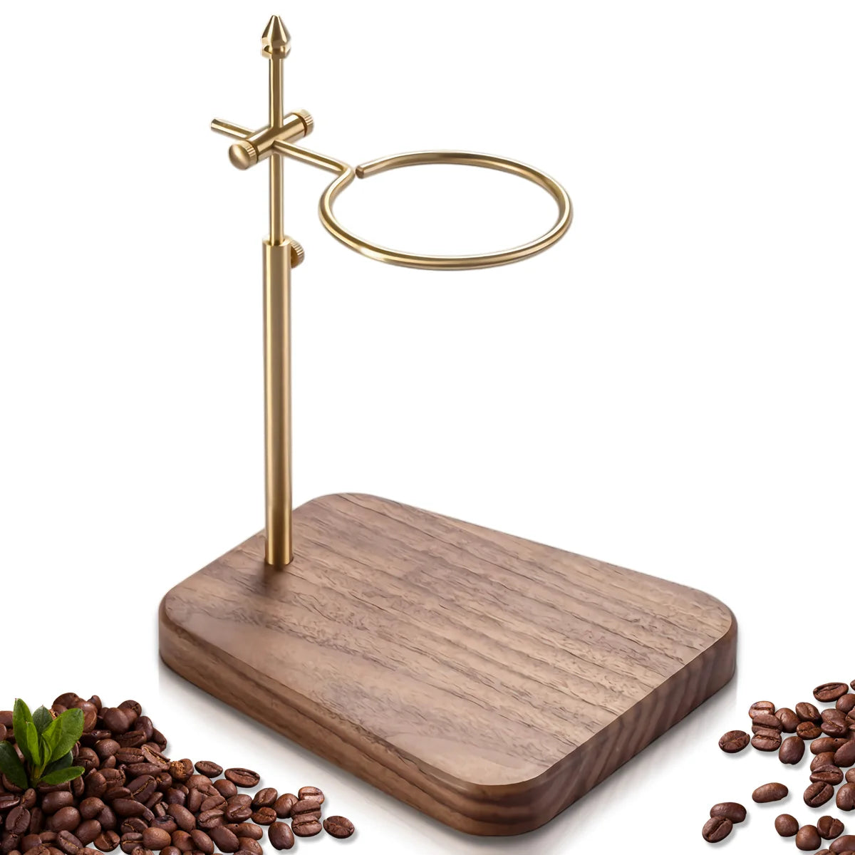 Pure Copper Pour Over Coffee Stand – Height Adjustable Walnut Base Pour Over Coffee Stand Axl Walnut Wooden Base
