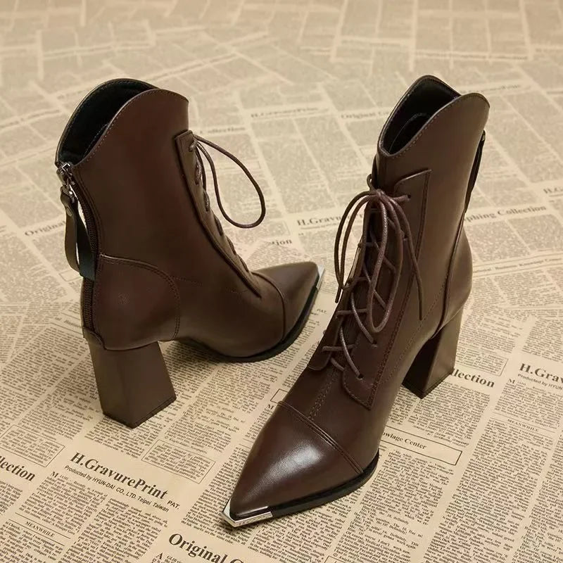 Women's 8cm High Heel Pointed Toe Chelsea Ankle Boots High Heel Ankle Boots Axl