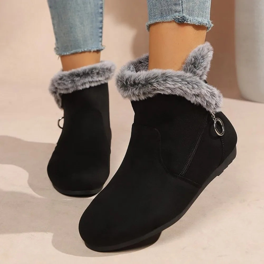 Women's Plush Snow Ankle Boots – Warm Slip-On Winter Boots Women's Snow Boots Axl 42 black