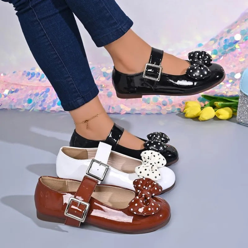 Women's Bow Mary Jane Flats – Polka-Dot Plus Size Casual Shoes Mary Jane Flats Axl