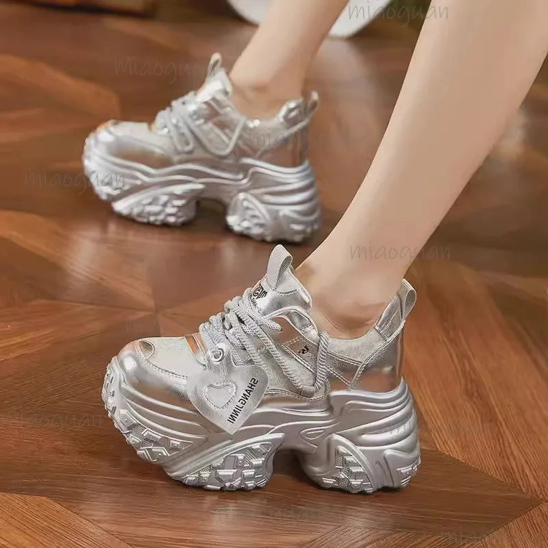 Women's 7CM Chunky Platform Sneakers – Non-Slip Zip Casual Platform Sneakers Axl