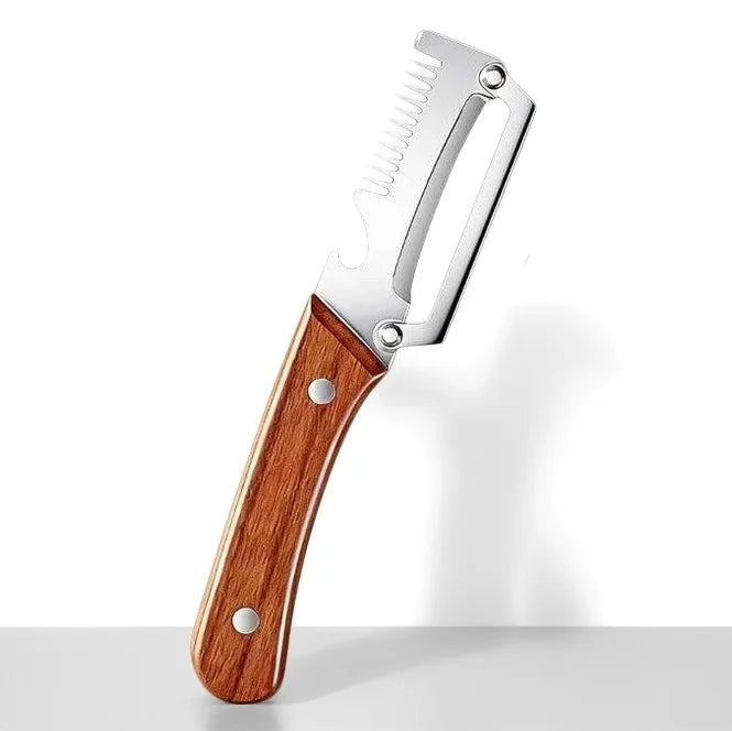 3-in-1 Oak Handle Stainless Steel Peeler for Fruit & Veg Fruit Peeler Knife Axl 1pcs sawtooth