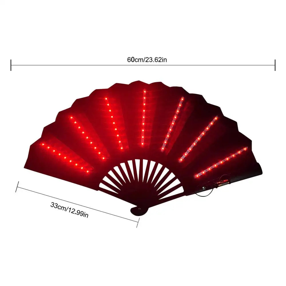 LED Glow Folding Fan – 63 LEDs for Rave, Halloween & Party LED Party Fan Axl Red