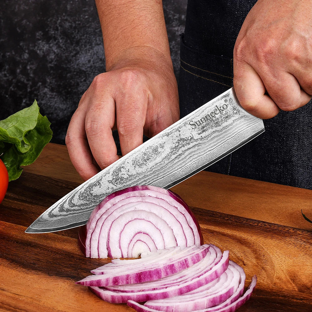 Sunnecko 8" 73-Layer Damascus Steel Chef's Knife | Resin Handle Damascus Chef Knife Axl