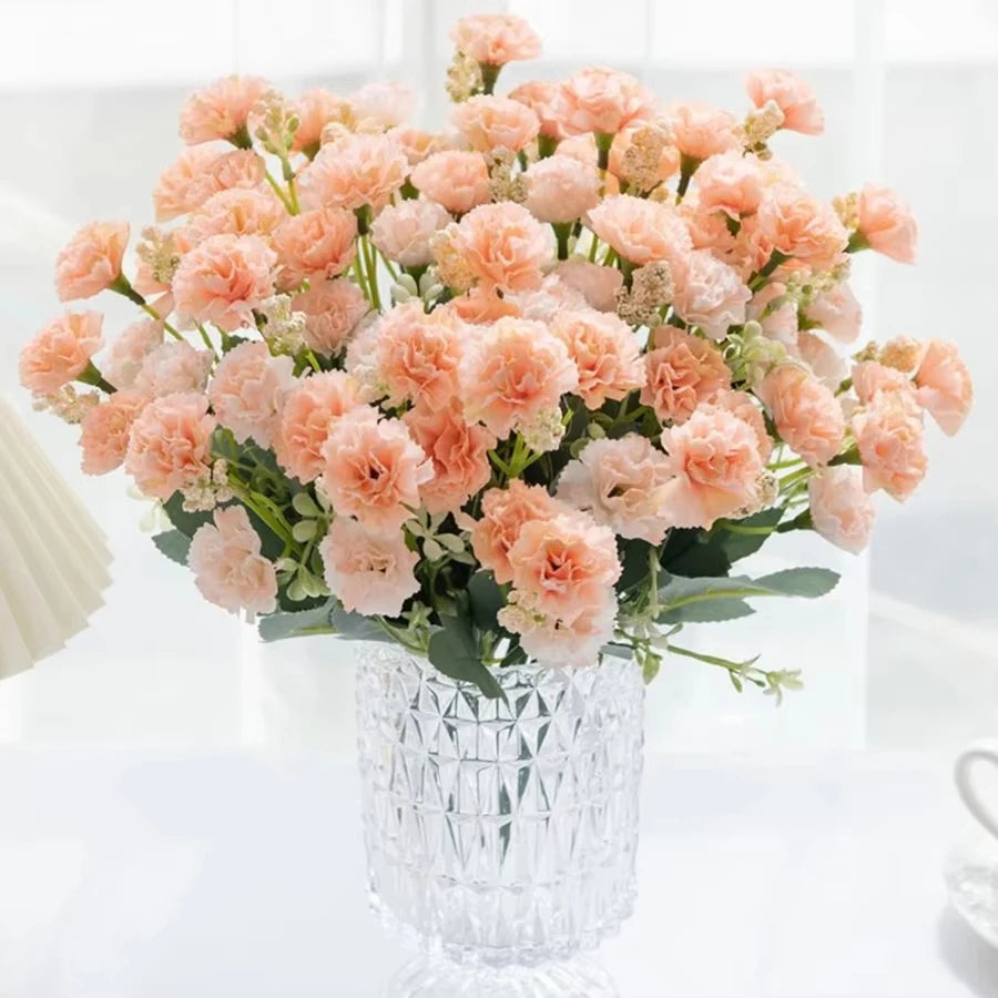 Artificial Silk Carnation Stems 15 Heads – Wedding & Home Décor Artificial Flower Stems Axl