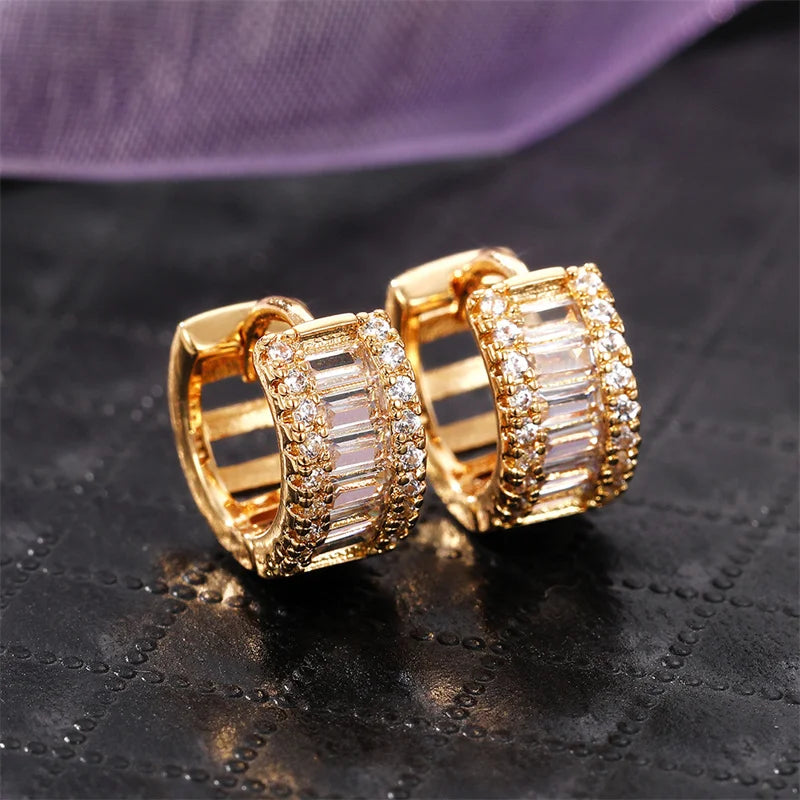 Huitan Women's Cubic Zirconia Hoop Earrings | Sparkling Fashion Hoop Earrings Axl