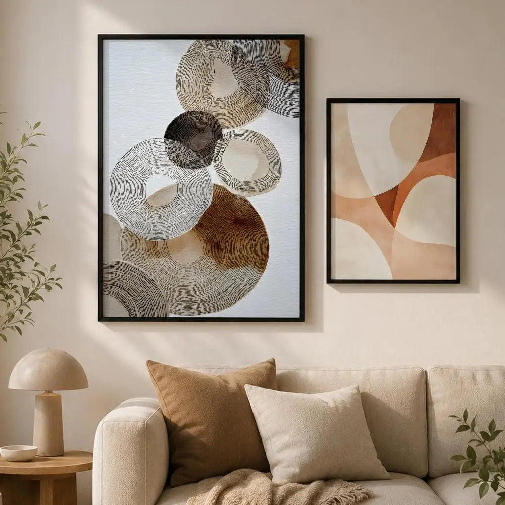 Boho Beige Abstract Self-Adhesive Wall Poster | HD Waterproof Wall Art Poster Axl