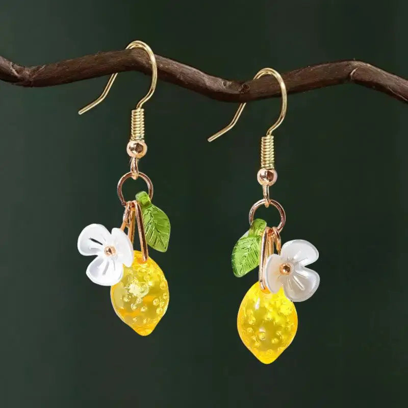 Lemon Tassel Dangle Earrings – Bohemian Fruit Jewelry Dangle Earrings Axl A5