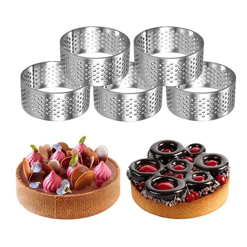 Perforated Stainless Steel Tart & Flan Ring Molds – 5 Sizes Tart Baking Mold Axl