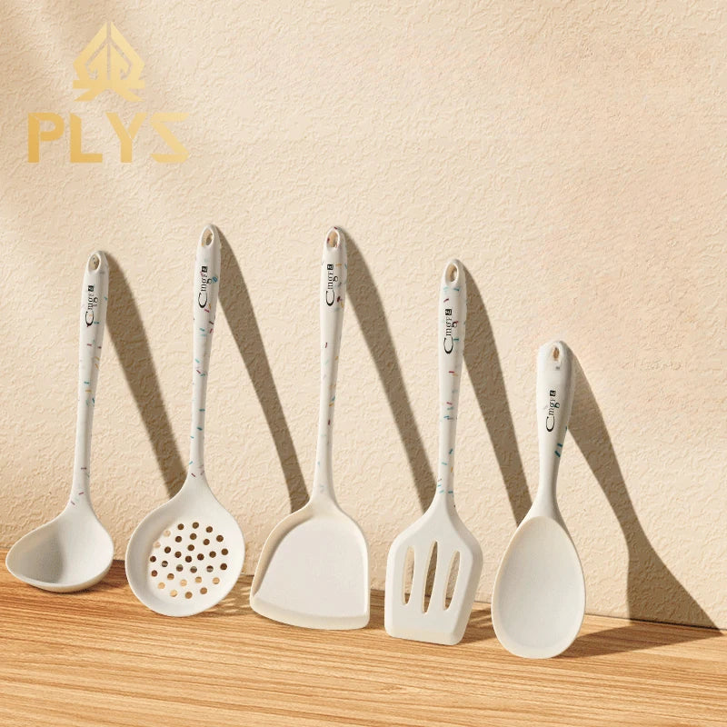 Food Grade Silicone Soup Spoon – Long Handle Ladle & Slotted Silicone Kitchen Ladle Axl