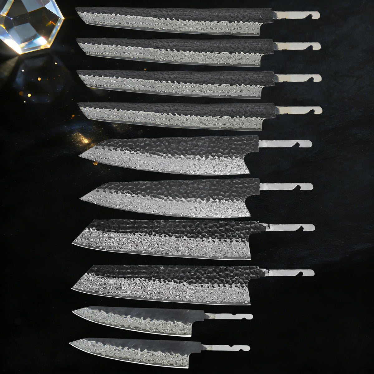 Damascus Steel Kiritsuke Knife Blade – DIY Chef Knife Making Damascus Knife Blade Axl Blade Set-10PCS