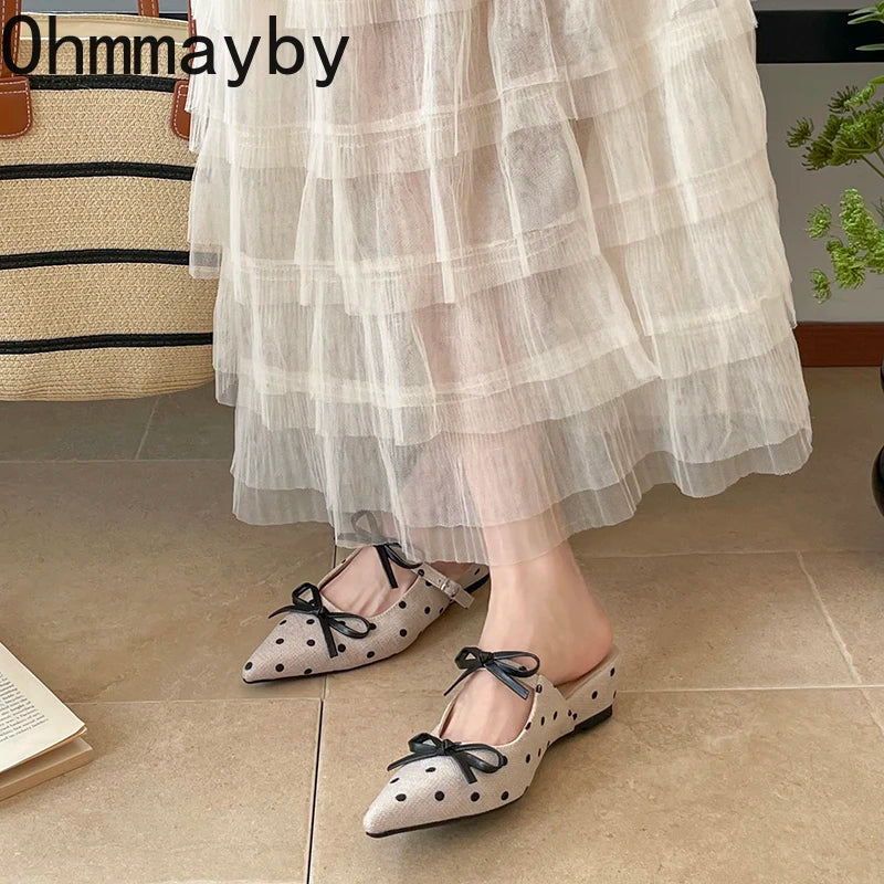 Polka Dot Wedge Mules – Women's Slingback Dress Slides Wedge Mule Slides Axl
