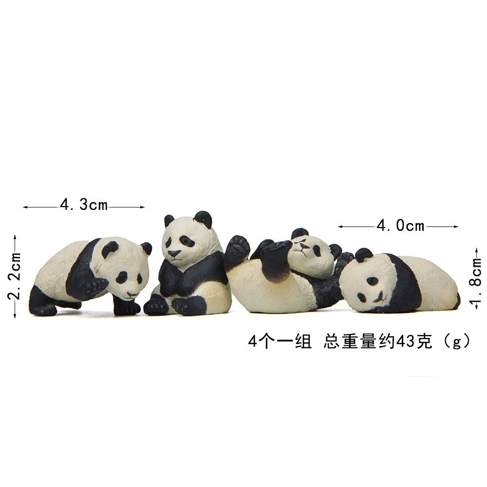 4-Piece Mini Panda Figurines – Micro Landscape Garden Decor Garden Figurine Set Axl black