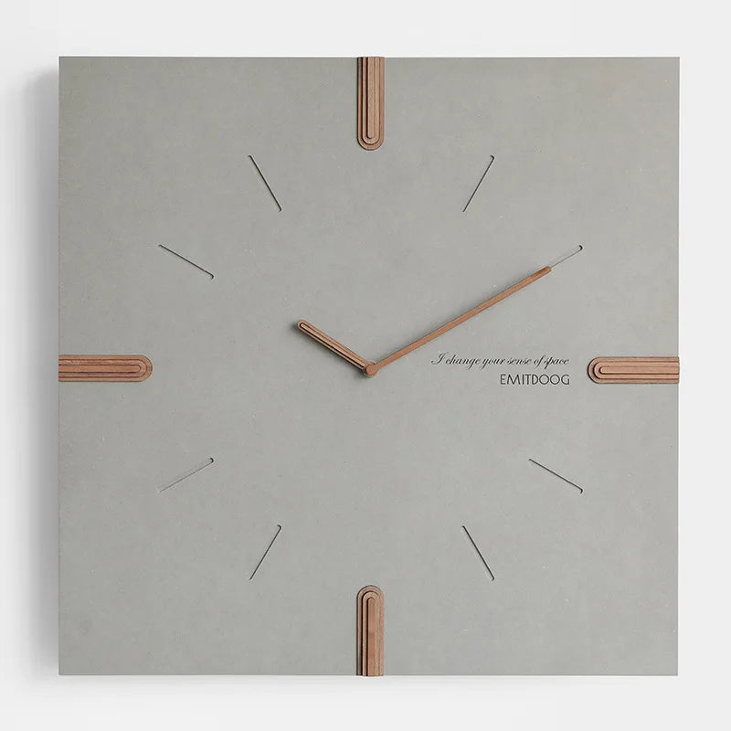 Modern Silent Wall Clock – 46cm Nordic Minimalist Round Silent Wall Clock Axl Grey Square