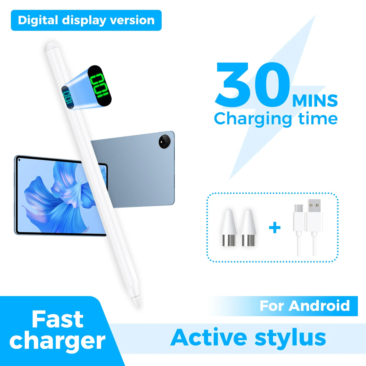 Universal Stylus Pen with LED Display | iPad & Android Tablet Tablet Stylus Pen Axl