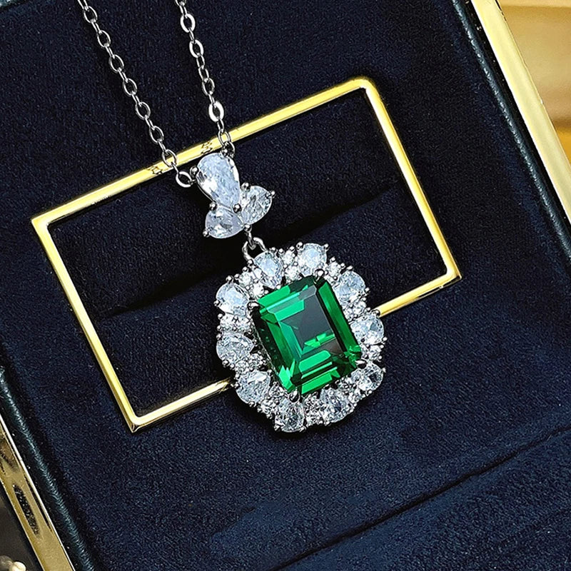 Huitan Green Cubic Zirconia Pendant Necklace | Women's Jewelry Pendant Necklace Axl