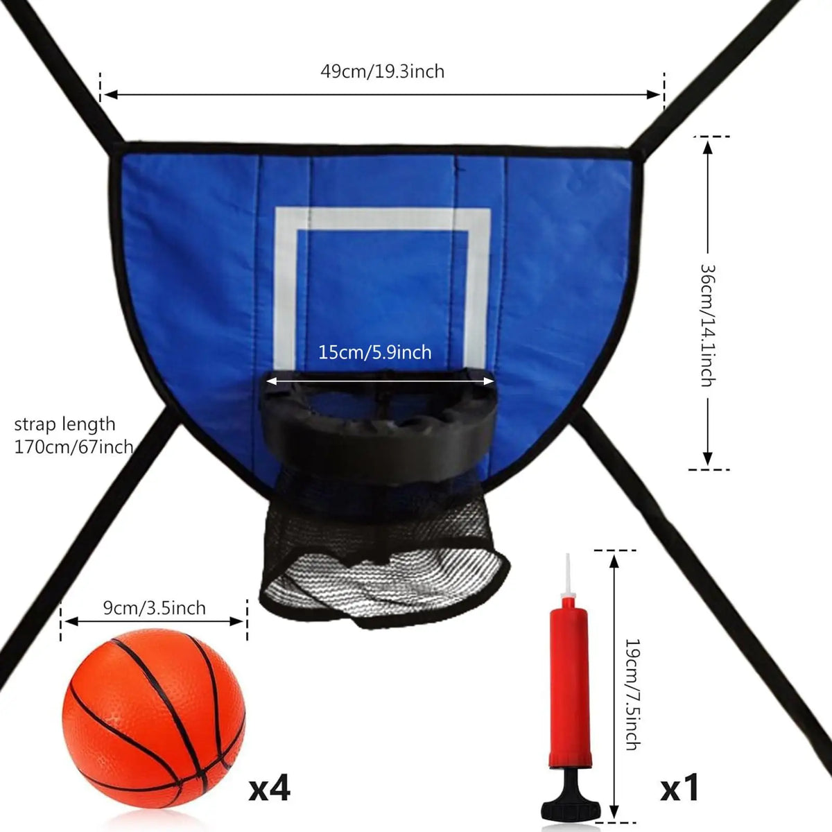 Adjustable Trampoline Basketball Hoop with 4 Balls | Kids & Family Trampoline Basketball Hoop Axl