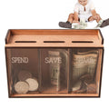 Wooden Coin Bank Box – 3 Compartments & Removable Lid Wooden Coin Bank Axl Default Title