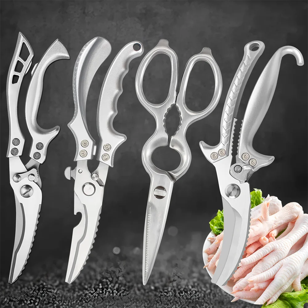 Stainless Steel Kitchen Scissors – BBQ Meat & Bone Cutter Set Kitchen Scissors Set Axl