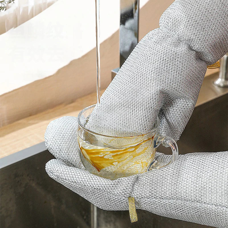 Steel Wire Dishwashing Gloves – Kitchen Scrubber Cleaning Pair Kitchen Cleaning Gloves Axl