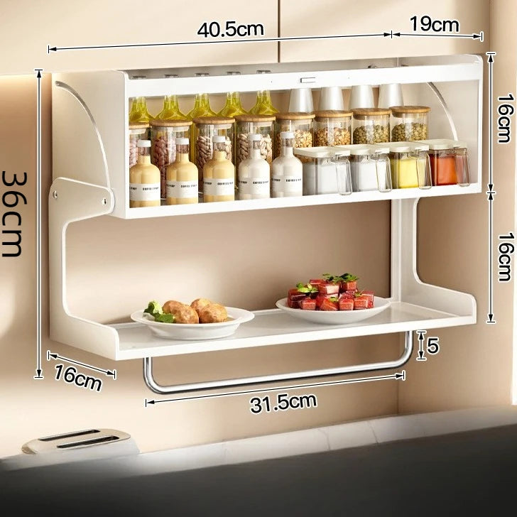 Suspended Kitchen Spice Rack – Adjustable Stainless Steel Shelf Kitchen Storage Rack Axl 36CM-White