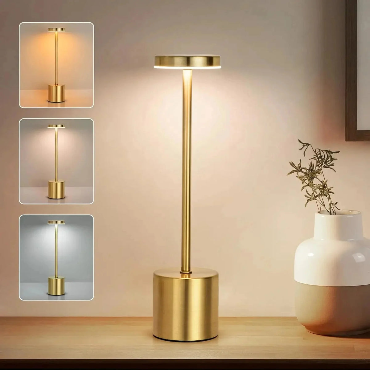 USB Rechargeable Touch Desk Lamp – 3 Color Dimming Night Light Rechargeable Desk Lamp Axl Gold