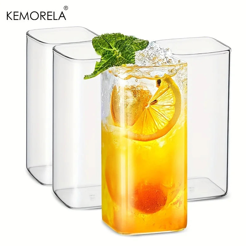 KEMORELA 4pc Highball Glasses 15oz/19oz – Clear Tall Drink Cups Highball Glasses Set Axl
