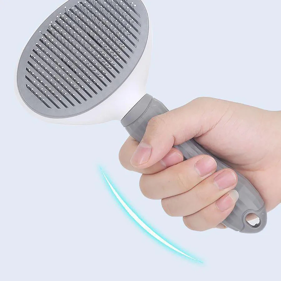 One-Click Self-Cleaning Pet Comb – Cat & Dog Deshedding Brush Pet Grooming Comb Axl Light Grey