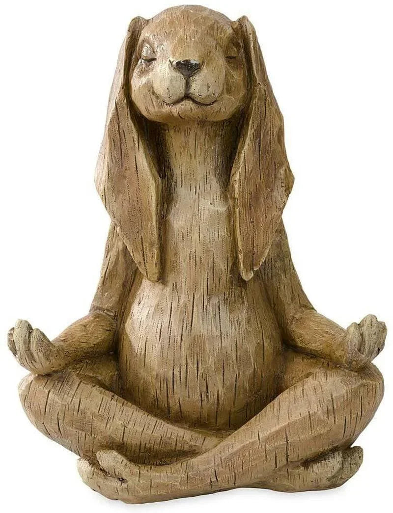 Meditating Zen Rabbit Statue – Yoga Bunny Resin Garden Decor Garden Sculpture Axl