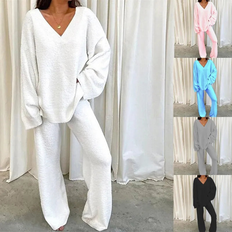 Women's Winter V-Neck Pajama Set – 2-Piece Sleepwear S–3XL Women's Pajama Set Axl