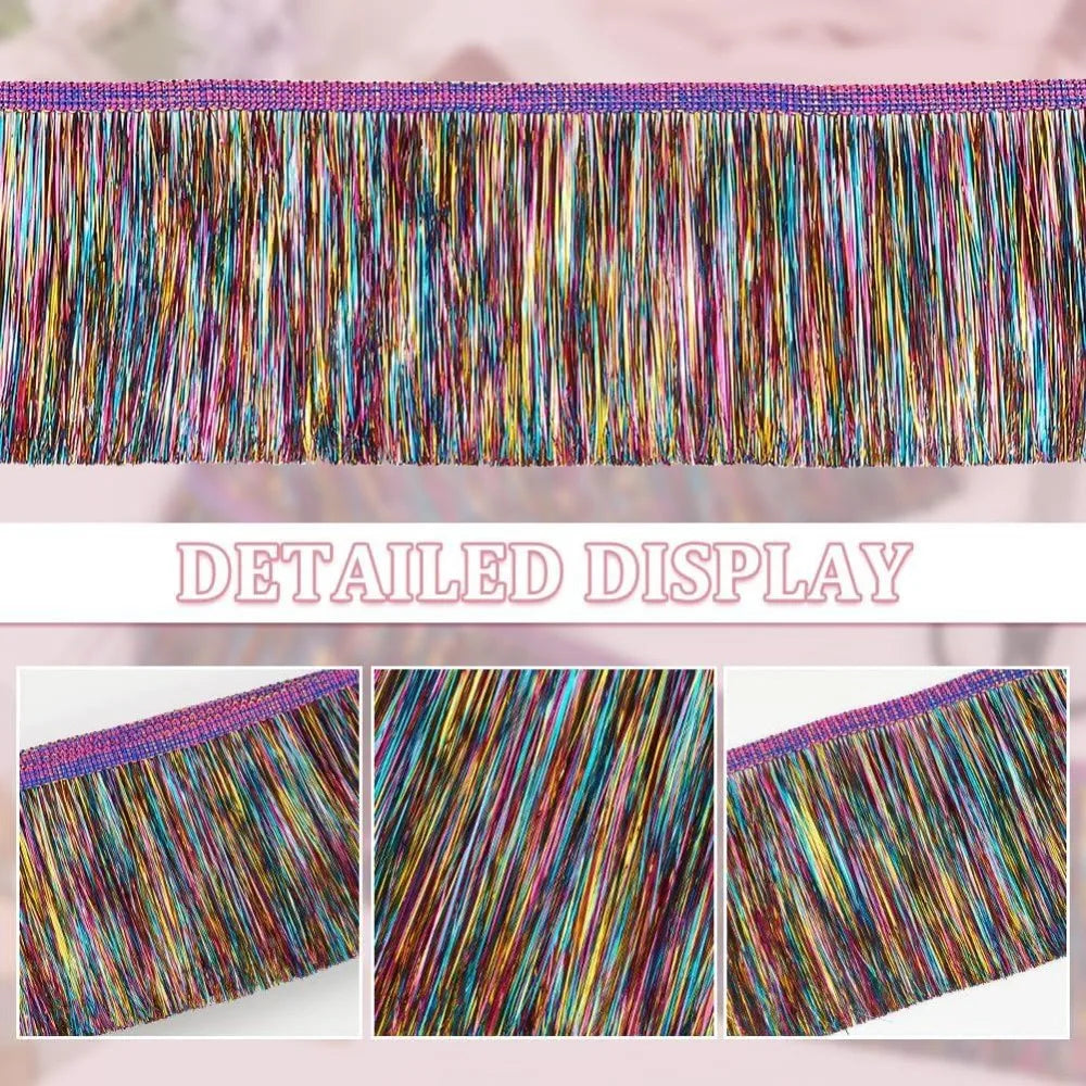 10.9 Yards Metallic Fringe Tassel Trim – 4-1/8" DIY Ribbon Craft Fringe Trim Axl
