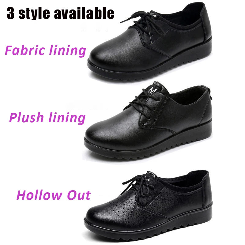 Women's Black Oxford Lace-Up Wedge Flats | Non-Slip Loafers Women's Oxford Flats Axl