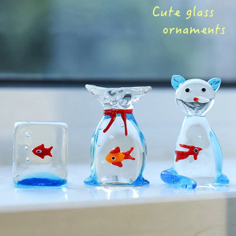 Mini Glass Fish Figurine – Handcrafted Pocket Fish Sculpture Decor Glass Figurine Axl
