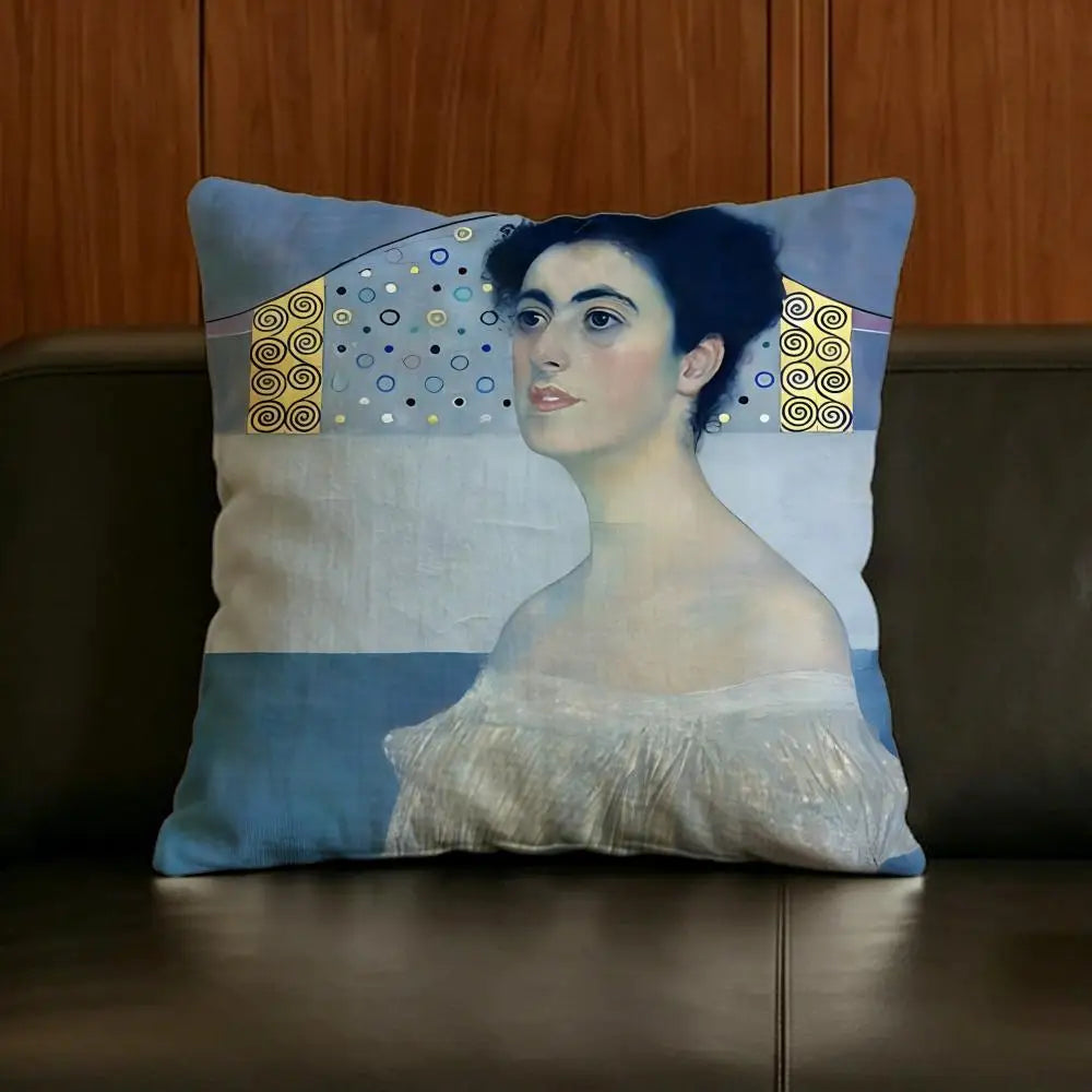 Gustav Klimt Linen Cushion Cover | Sofa, Bed & Chair Decor Decorative Cushion Cover Axl White4 35X35cm