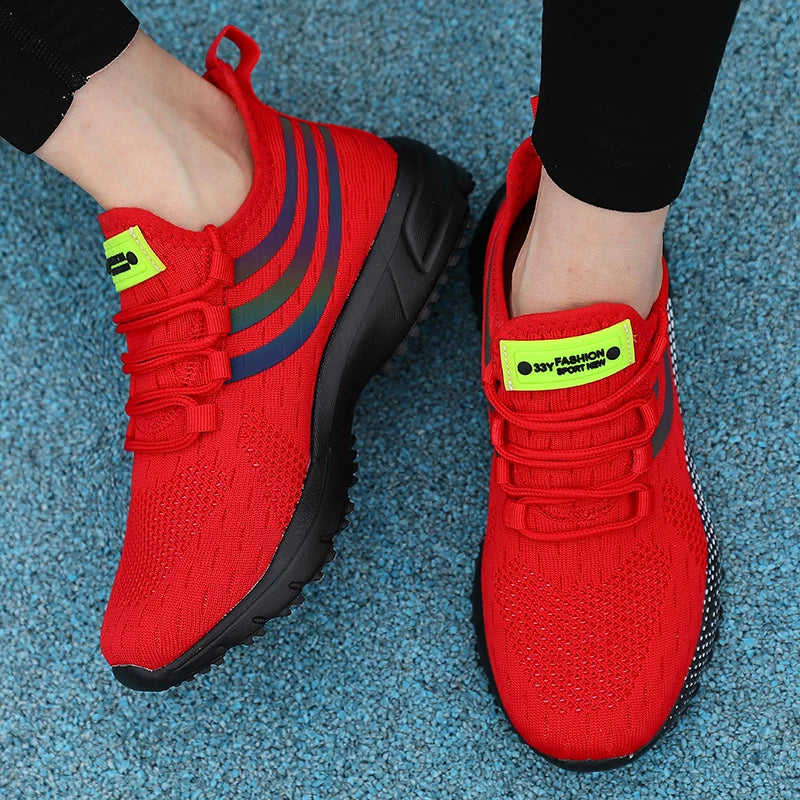 AZGB Women's Athletic Sneakers – Knit Mesh & Reflective Stripe Women's Athletic Sneakers Axl