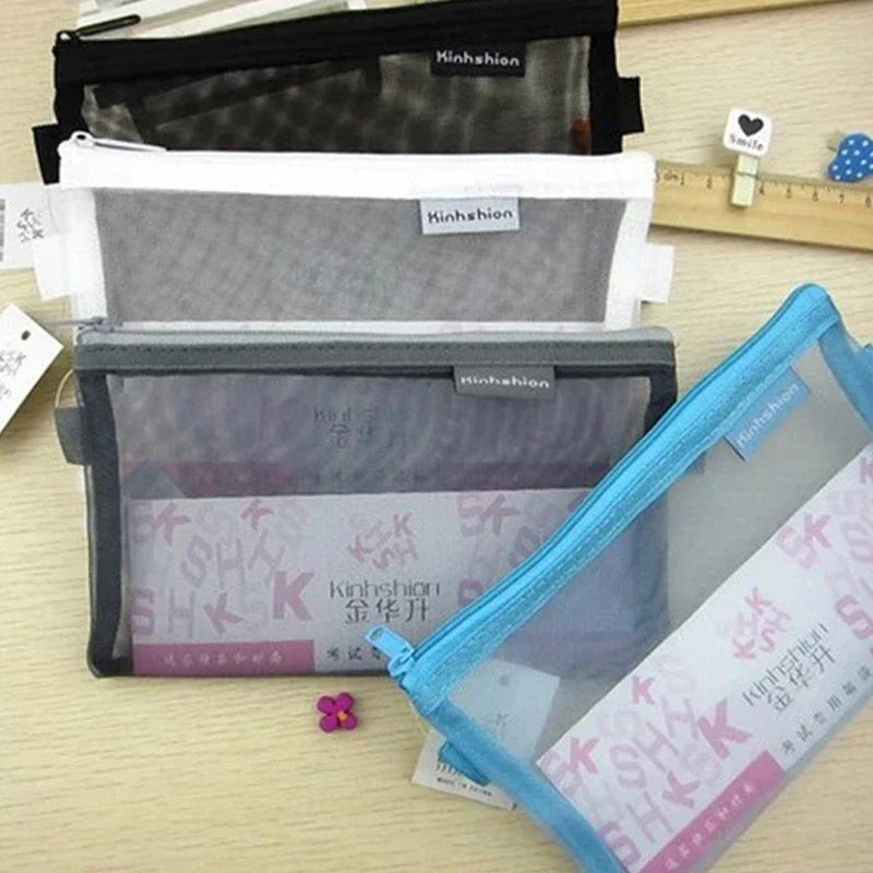 Transparent Mesh Pencil Case – Large Capacity Stationery Bag Pencil Case Axl