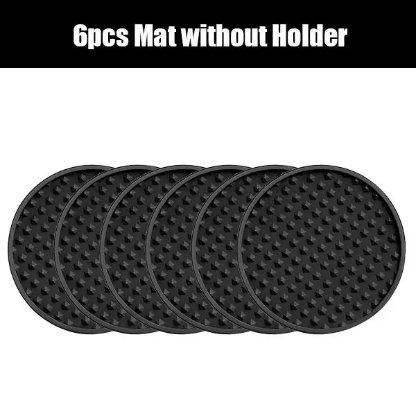 Silicone Drink Coasters with Holder 6/7 Pcs – Non-Slip Set Drink Coaster Set Axl Only 6 Black Mats 10x10cm