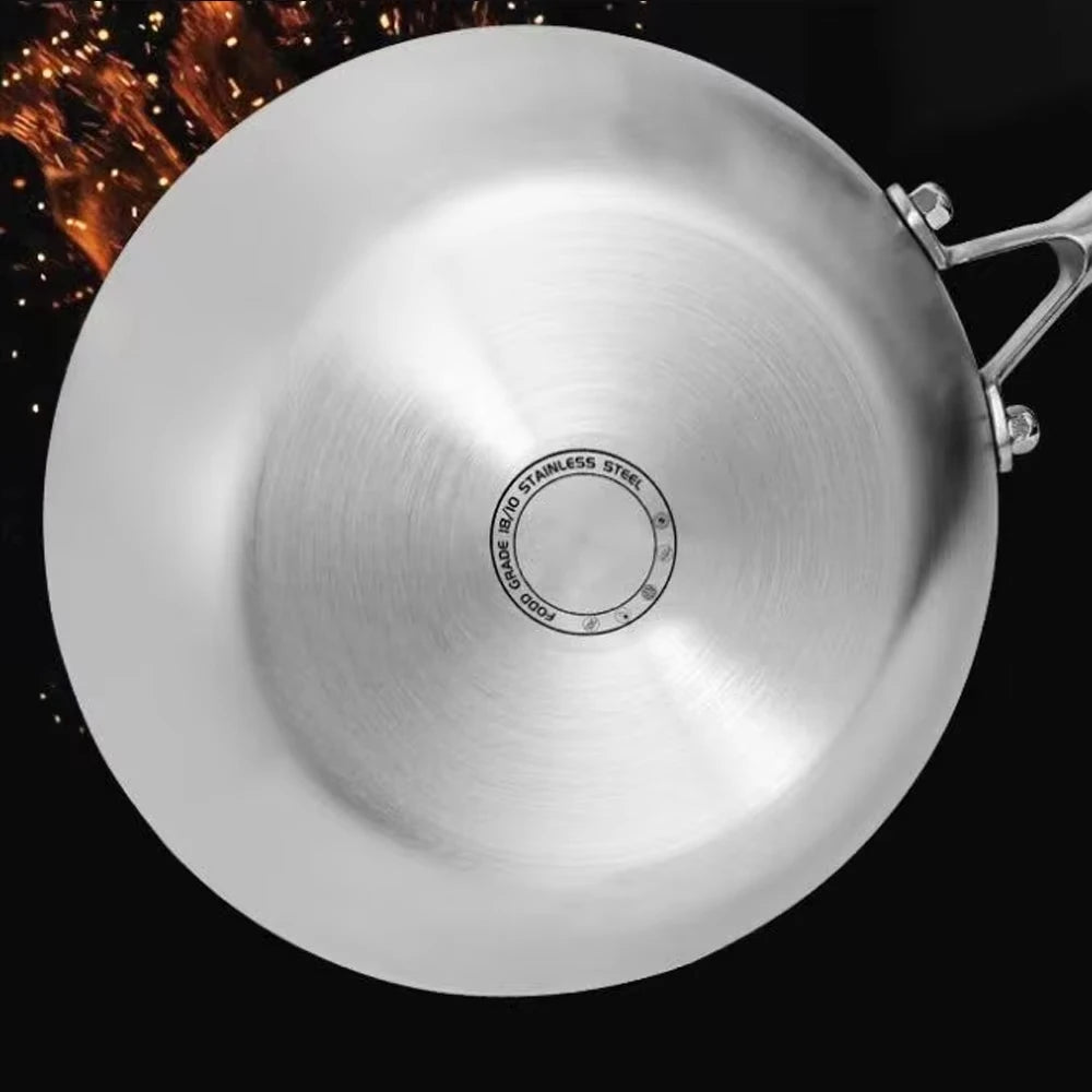 KEMORELA 316 Stainless Steel Wok Frying Pan | Gas & Induction Stainless Steel Wok Axl