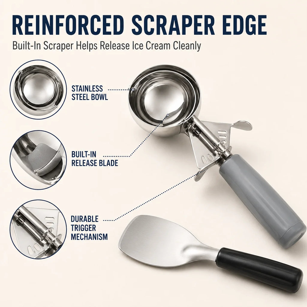 2-Pack Ice Cream Scoop Set – Trigger & Spade Stainless Steel Ice Cream Scoop Set Axl