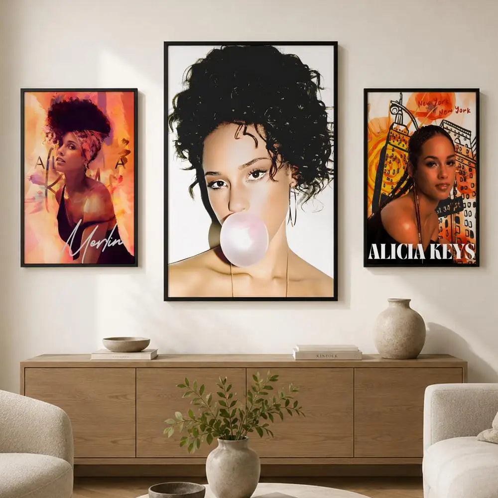Alicia Keys HD Peel-and-Stick Waterproof Wall Poster Wall Art Poster Axl