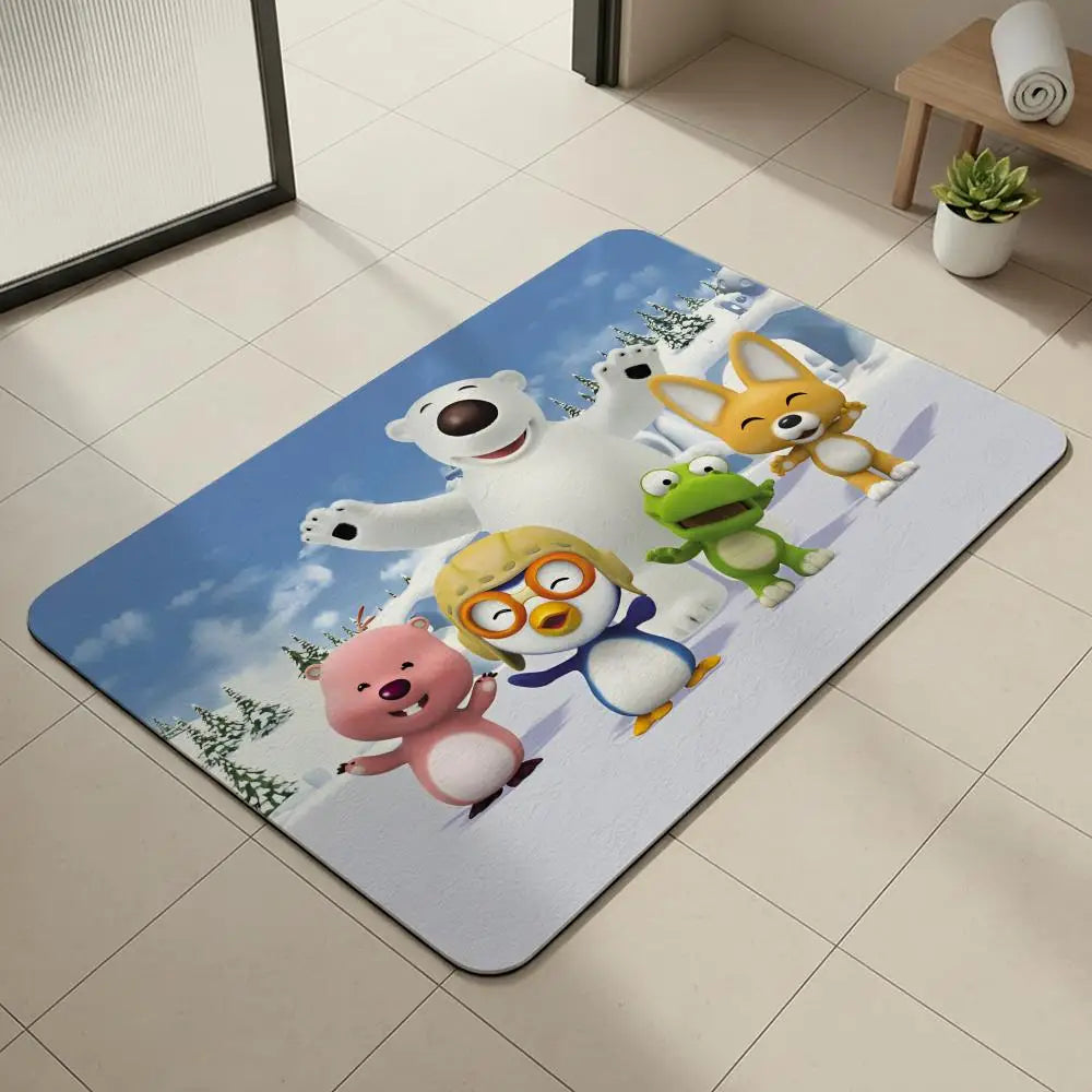 Pororo Penguin Diatomite Bath Mat – Quick Dry & Non-Slip Diatomite Bath Mat Axl White8 30x45cm