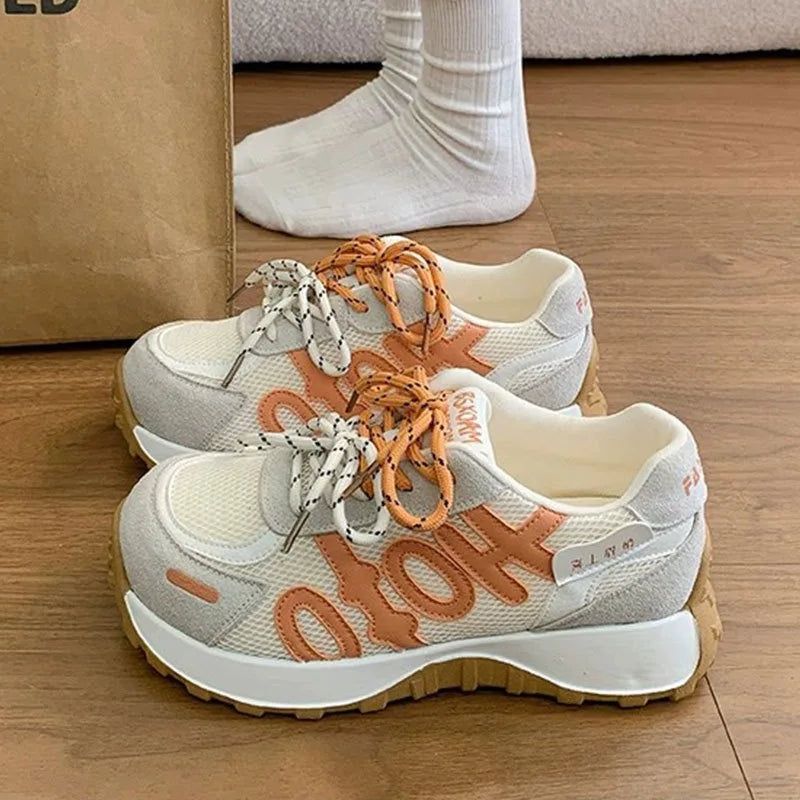 Women's Thick Sole Breathable Lace-Up Casual Sneakers Women's Casual Sneakers Axl orange 39
