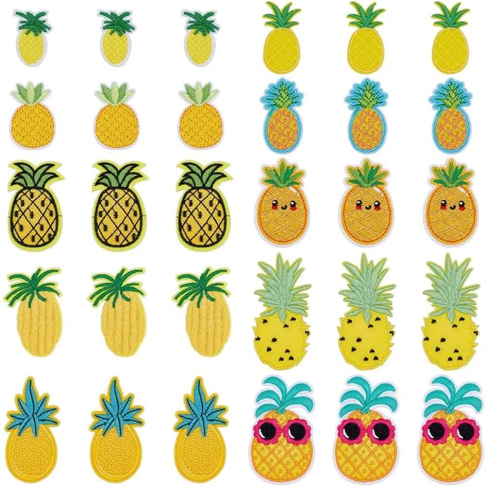 30-Pc Pineapple Iron-On & Sew-On Patches – 10 Styles Iron-On Patches Axl AECH04-17495