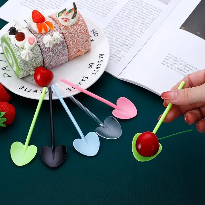 100 Heart Shaped Disposable Spoons – Colorful Party Dessert Disposable Party Spoons Axl