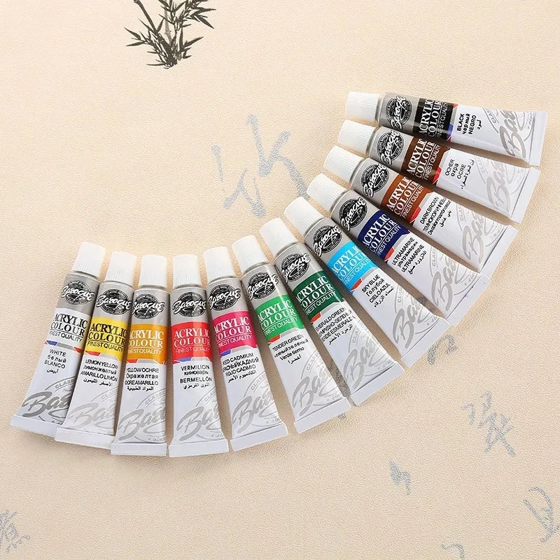 12-Color Acrylic Paint Set – Canvas, Stone, Ceramic & Glass Acrylic Paint Set Axl