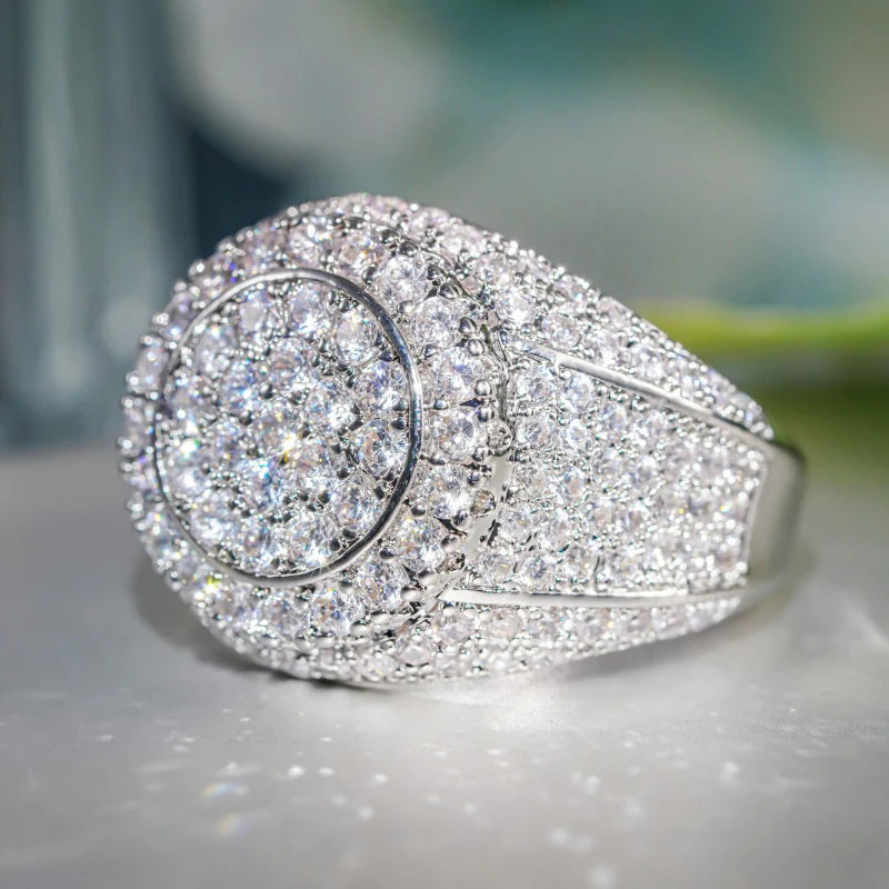 Huitan Wide Wedding Band Ring – Cubic Zirconia for Women Wedding Band Ring Axl