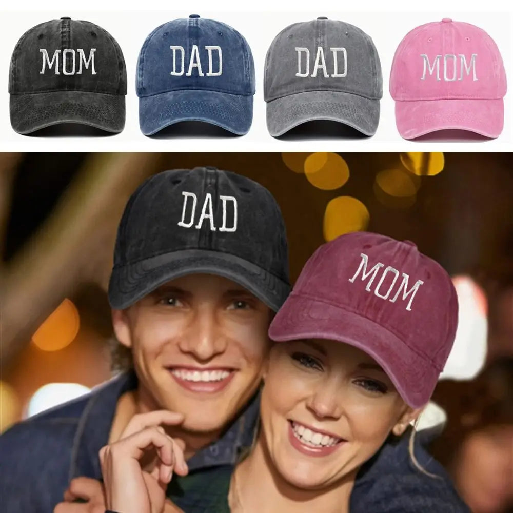 DAD MOM Embroidery Cotton Baseball Cap – Unisex Snapback Hat Embroidered Baseball Cap Axl