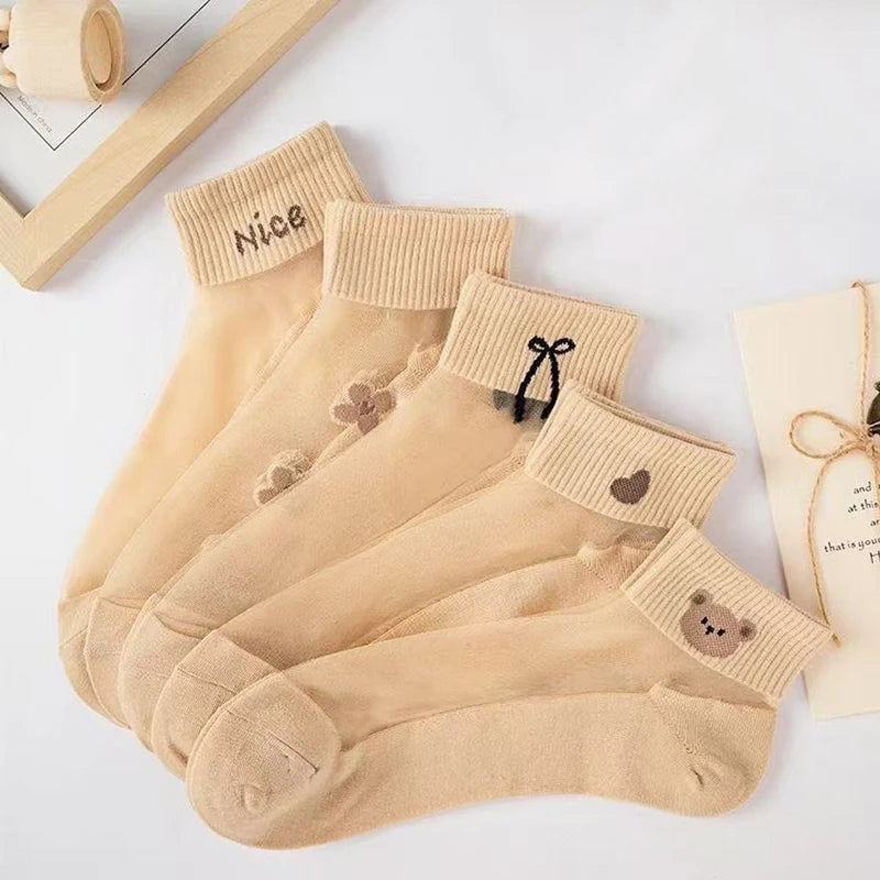 5 Pairs Women's Breathable Invisible Thin Socks – Summer Women's Socks Axl A One Size