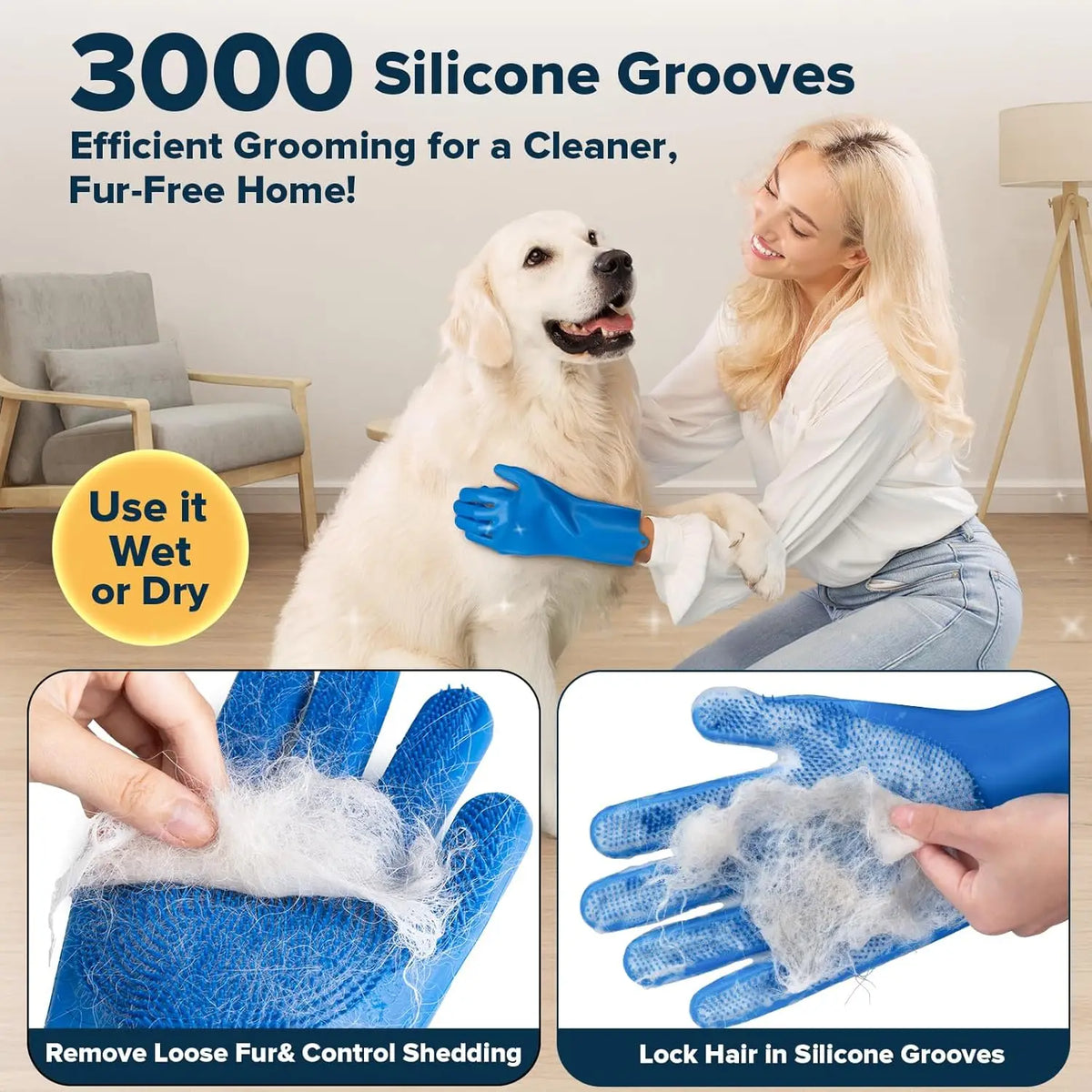 6-Piece Pet Grooming Kit – Dog & Cat Bath Gloves & Brush Pet Grooming Kit Axl