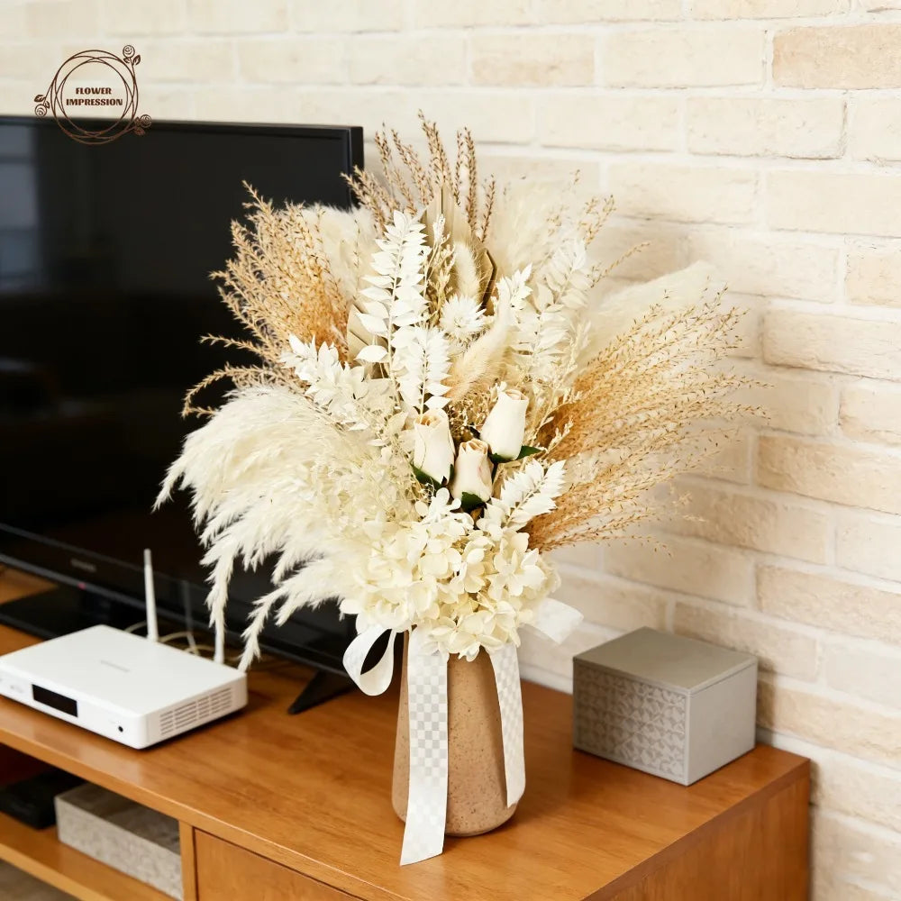 Dried Palm Leaf Bouquet – Wedding & Home Décor Flowers Dried Flower Bouquet Axl A